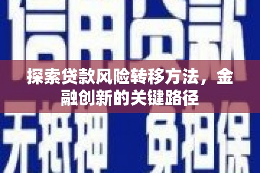 隆化探索贷款风险转移方法，金融创新的关键路径